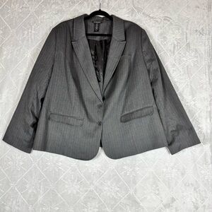 Lane Bryant Gray Pinstripe Blazer Size 26 Career Workwear Blazer